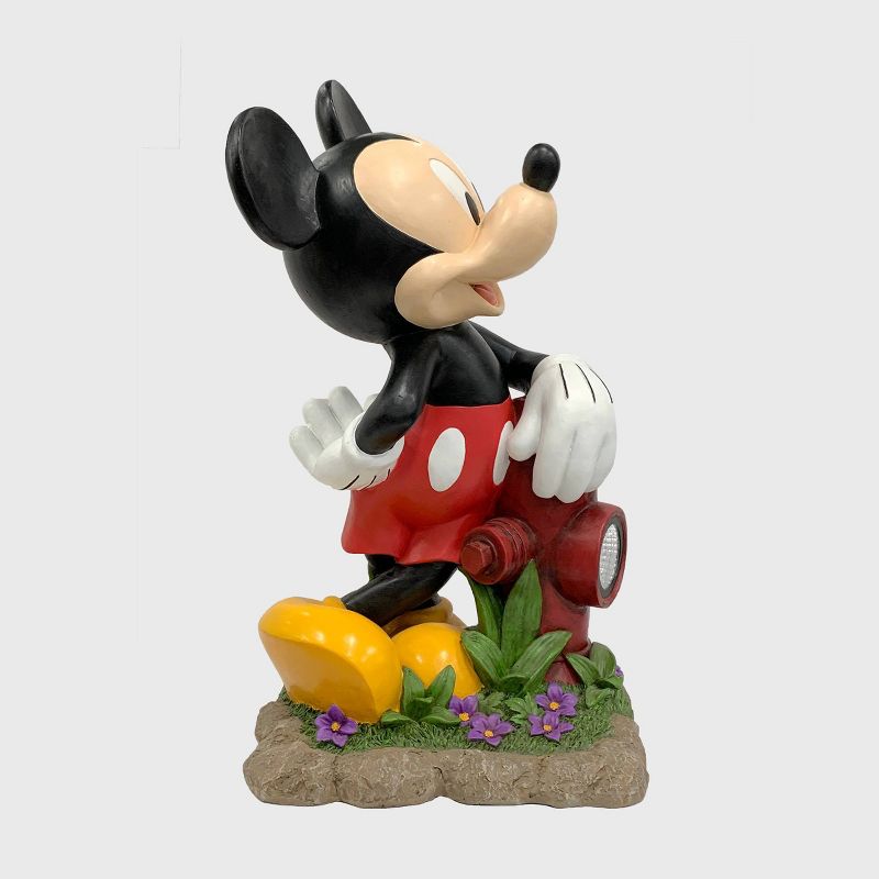 Disney 22&#34; Mickey Mouse with A Fire Hydrant Solar Resin/Stone Statue, 3 of 6