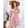 BLUEMING Plus Size Womens Dresses V Neck Floral Flutter Sleeve Midi Surplice Dress Waist Belted Floral Tie Waist Dress Bell Sleeve Dress Flowy Dress - 3 of 4