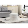 Sapphtopaz Velvet Upholstered Ottoman Bench, Footstool with Soft Cushion and Wood Frame, Round Ottoman, Entryway Padded Footstool, Footrest Stool - 3 of 4
