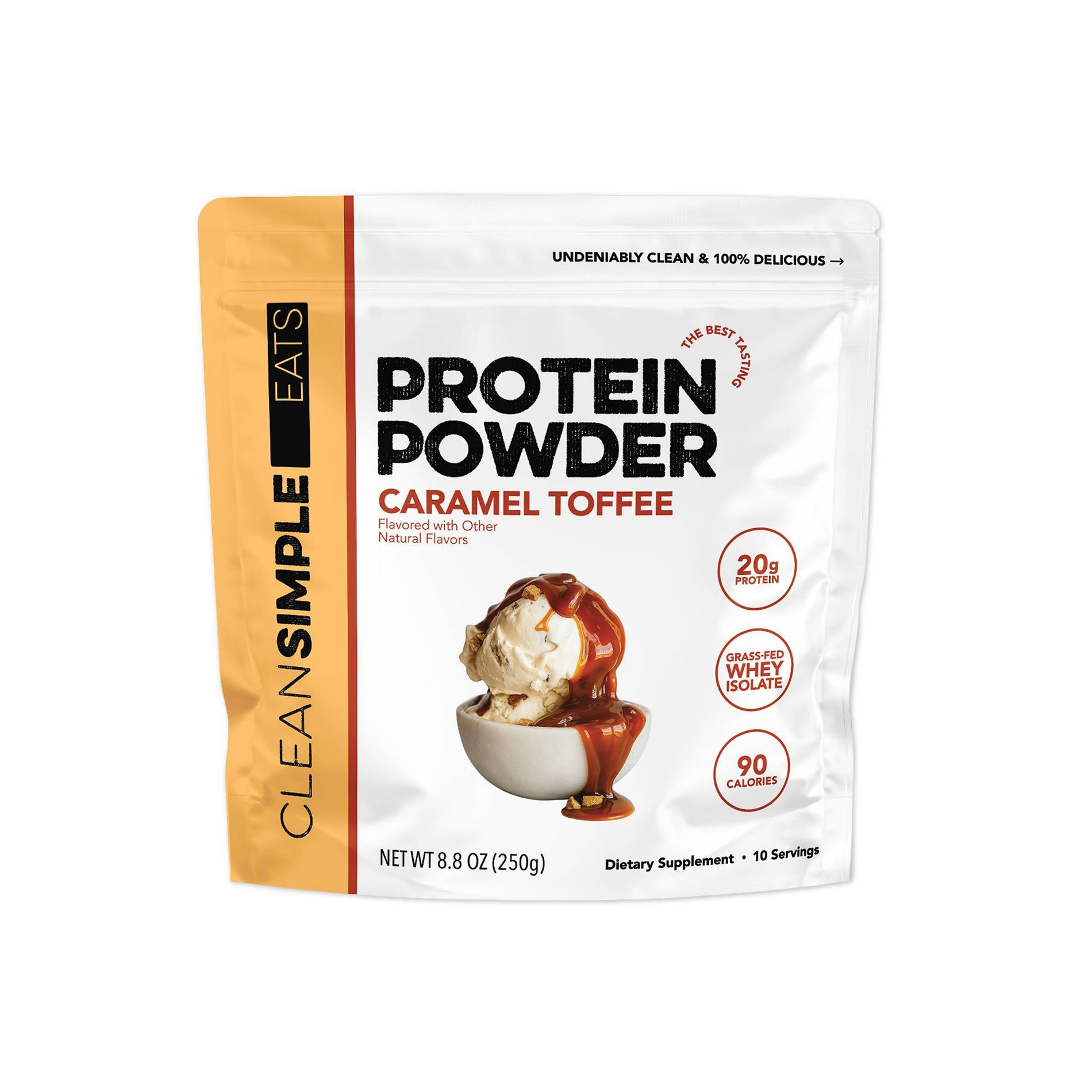 Clean Simple Eats Protein Powder - Caramel Toffee - 20g Whey Isolate Protein - 8.8oz/10 servings