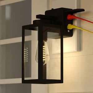 VAXCEL Lombard 1 Light Dusk to Dawn Black Contemporary Outdoor Wall Lantern with Integrated GFCI Outlet - 1 of 4
