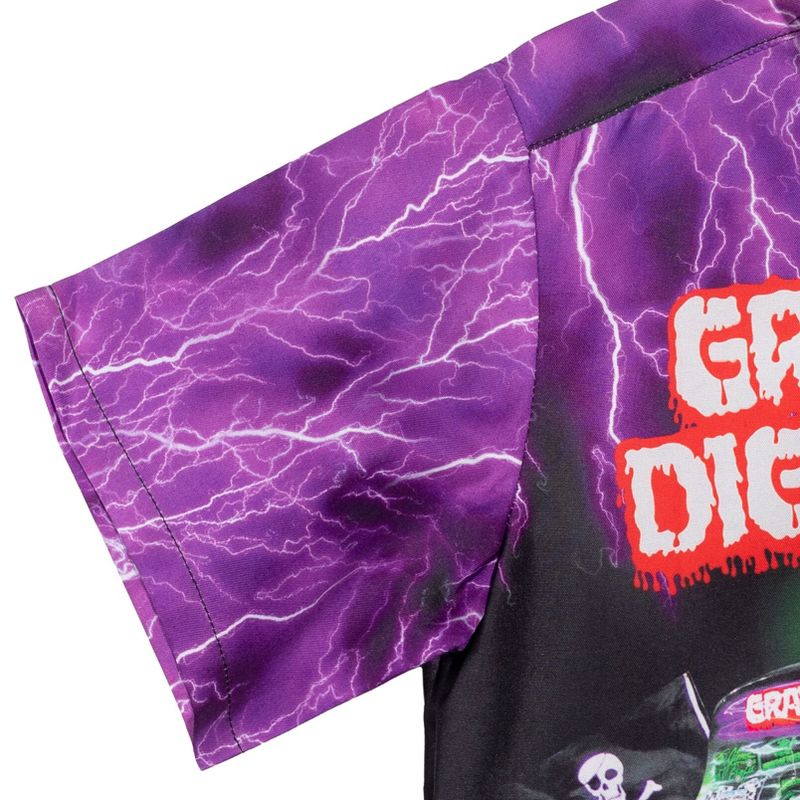 Monster Jam Trucks Grave Digger Short Sleeve Button Down Dress Shirt , 4 of 8