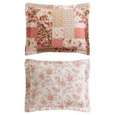 Harrietta Patchwork Pink and Beige Cotton King Quilt Set