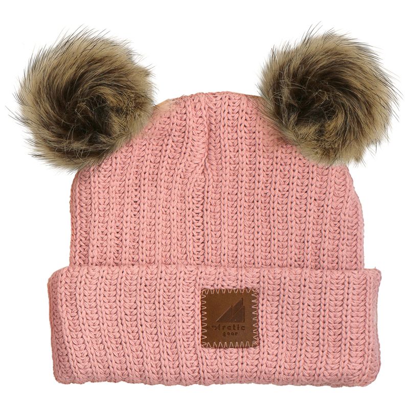 Arctic Gear Youth Winter Hat Cotton Cuff Hat with Double Poms, 1 of 6