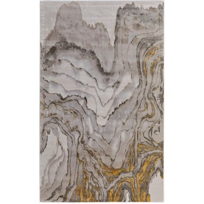 Waldor Modern Watercolor Gold/Ivory/Gray Area Rug