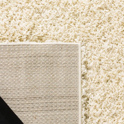 Ivory Soft Shag 4' x 6' Hand-Knotted Synthetic Area Rug