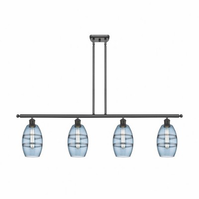 Vaz - 4 Light Stem Hung Island In Industrial Style-8.63 Inches Tall and 48 Inches Wide