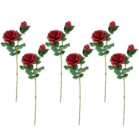 Northlight Real Touch Red Artificial Rose Stems, Set of 6 - 26