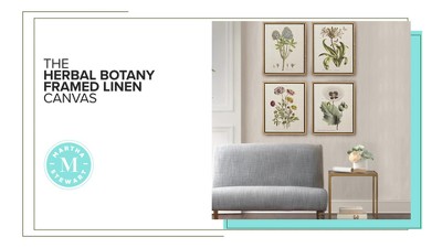 Herbal Botany 4-Piece Framed Canvas Wall Art Set with Botanical Illustrations