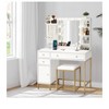 Makeup Vanity Table with Mirror Chair and Charging Station 3 Lighting Modes Drawers and Shelves for Bedroom - 4 of 4