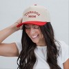 Embroidered Football Mom Upside Down Arch - Women's Corduroy Trucker Hat - 4 of 4