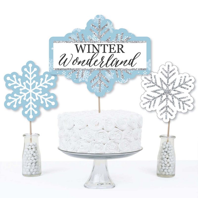 Big Dot of Happiness Winter Wonderland - Snowflake Holiday Party and Winter Wedding Party Centerpiece Sticks - Table Toppers - Set of 15, 3 of 8