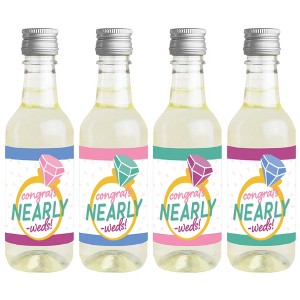 Big Dot of Happiness Just Engaged - Colorful - Mini Wine and Champagne Bottle Label Stickers - Engagement Favor Gift for Women and Men - Set of 16 - 1 of 4