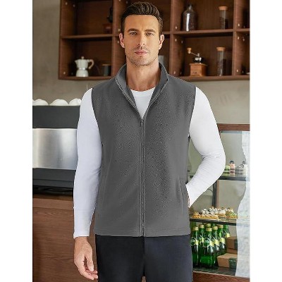 Мужские куртки COOFANDY Men's Polar Fleece Vest Lightweight Sleeveless Zip Up Jacket Casual Outerwear Outdoor Golf Vests Dark Grey XL — фото 4