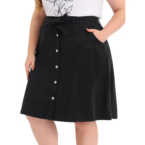 Plus size black 2024 button down skirt