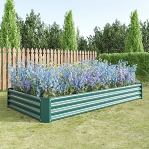 Rectangle Metal Raised Bed Garden,Metal Plant Pots Outdoor with Open Bottom Design,Garden Planter Boxes for Flowers,Vegetables-Coolbibila - 1 of 4