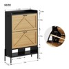 Acekool Shoe Cabinet with 2 Flip-Up Drawers & Open Storage, Adjustable Support Legs, Metal Knobs, Entryway Organizer - 2 of 4