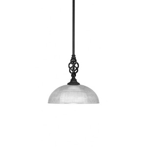 Toltec Lighting Elegante 1 - Light Pendant in  Matte Black with 13" Clear Ribbed Shade - 1 of 2