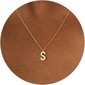 Initial Necklace for Women, 14K Gold Plated Dainty Personalized Letter Pendant - 1 of 4