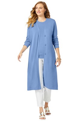 Jessica London Women's Plus Size Fine Gauge Duster Cardigan