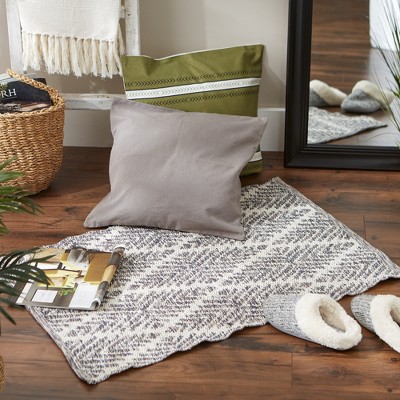 Gray Diamond Flat Woven Cotton Reversible Rug 2x3-ft