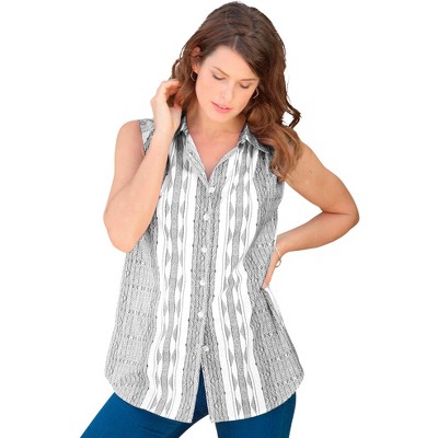 Roaman's Women's Plus Size Sleeveless Kate Big Shirt