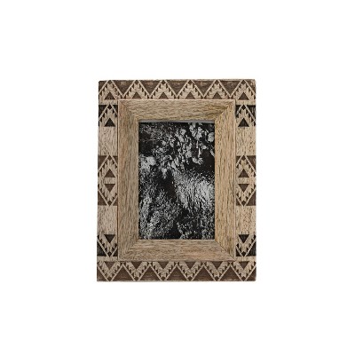 4x6 Brown Western Picture Frame Mango Wood, MDF & Glass by Foreside Home & Garden
