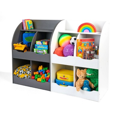 Bright White Multi-Cubby Toy & Book Organizer for Kids
