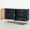 Buffet Sideboard with Faux Marble Top, Amber Tempered Glass Doors, Adjustable Shelves and Drawers, MDF Cabinet for Dining Room, Kitchen - 4 of 4