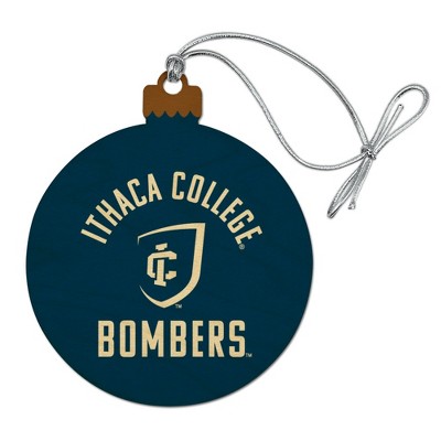 Ithaca College Bombers Logo Wood Christmas Tree Holiday Ornament