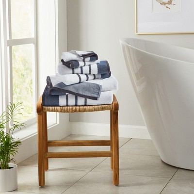 Moroccan Blue and Gray Turkish Cotton 6-Piece Towel Set