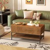 Airsurfer 39.4" Rustic Brown Lift Top Coffee Table, Farmhouse Hidden Storage Coffee Table with Lower Shelf, Sturdy Steel Legs for Living Room - 2 of 4