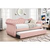 NicBex Daybed with Trundle, Upholstered Velvet Day Bed Frame with Crystal Tuftd Backrest, Sofa Bed with Nail Head Trim Design, Pink - 2 of 4