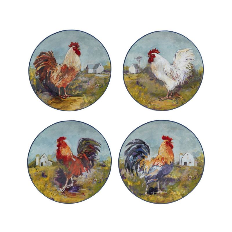 Set of 4 Rooster Meadow Dinner Plates - Certified International, 1 of 6