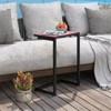 Tangkula 2PCS Mosaic Outdoor C-Shaped End Table w/ Ceramic Tile Top Sturdy Metal Frame - 3 of 4