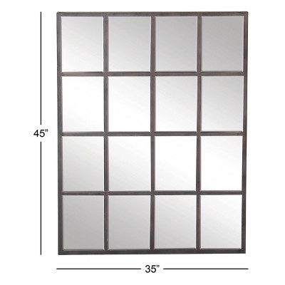 Black Window Pane Industrial Full-Length Wall Mirror 48"