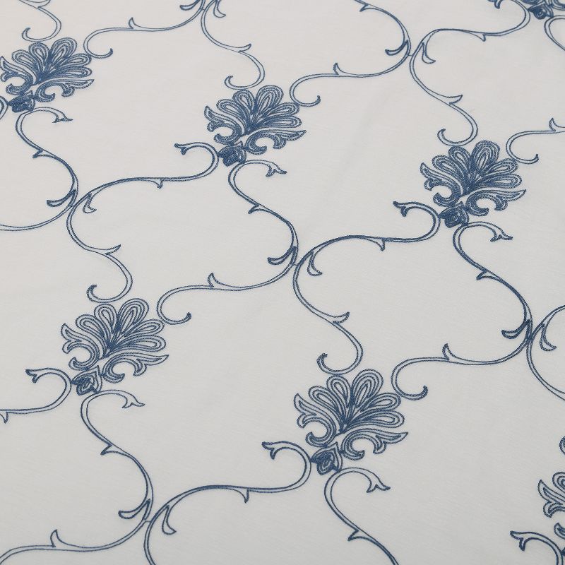 Embroidered Lightweight Sheer Scroll 2-Piece Curtain Panel Set with Stainless Grommet Header - Blue Nile Mills, 3 of 5