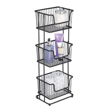 3-Tier Wire Basket Stand  Metal bathroom shelf, Bathroom shelf unit,  Bathroom storage shelves