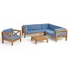 Christopher Knight Home Daniel Outdoor  5 Piece Acacia Wood Sectional Set with Water-Resistant Cushions - 2 of 4