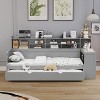 KTMBDW Twin/Full Size Daybed with Storage Shelves and Trundle Bed, Wooden Bed with Study Desk for Bedroom, Guest Room, No Boxing Spring Needed - 2 of 4
