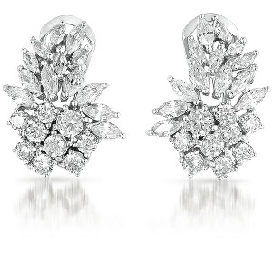 Guili Marquise Luxe Cubic Zirconia Sterling Silver Rhodium Plated Marquise Cluster Earrings with a Sophisticated and Eye-Catching Glow - 1 of 4
