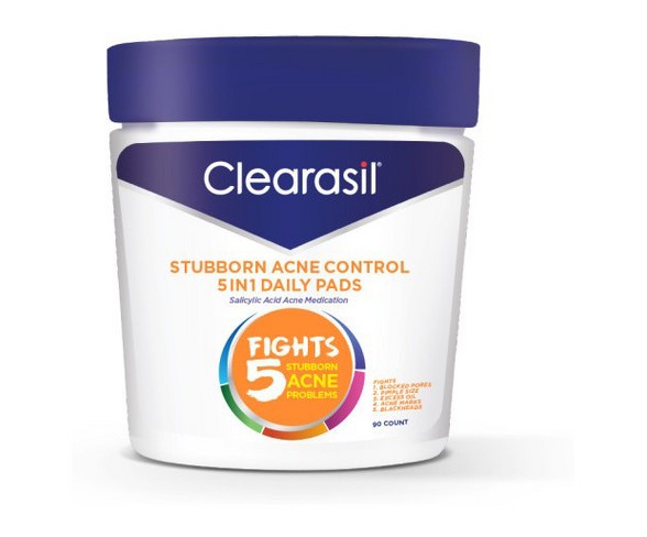Clearasil Stubborn Acne Control - 5in1 Daily Pads 6/90ct