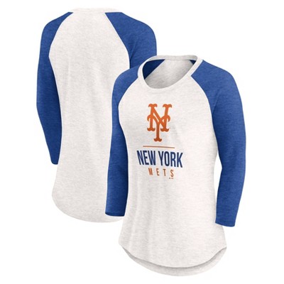 MLB New York Mets Women's White 3/4 Sleeve Fashion T-Shirt