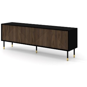 Homlando Woody IV TV Stand 4D Black/Catania Oak - Made in EU Furniture - Stylish Modern TV Stand with Geometric Accents, Functional Design - 1 of 4