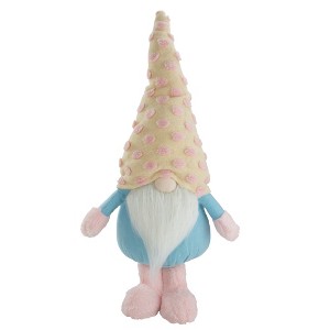 Northlight Standing Spring Plush Gnome Figure with a Polka Dot Hat - 22" - Blue and Pink - 1 of 4