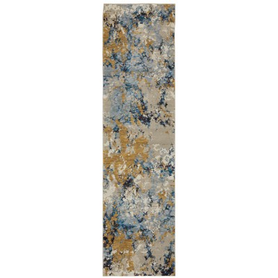 Oriental Weavers Evolution 0980A Blue/ Gold Indoor Area Rug - 2'6" x 12'
