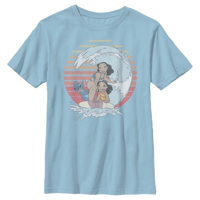 Boy's Lilo & Stitch Hang 10 T-shirt - Light Blue - Small : Target