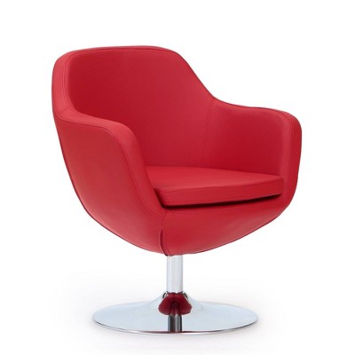 Caisson Faux Leather Swivel Accent Chair - Manhattan Comfort