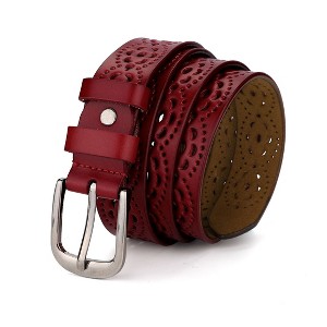 INSPIRE CHIC Women's Hollow Floral Retro Vintage Faux Leather Belt - 1 of 4
