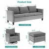 Sonkuki 5-Piece Patio Conversation Set with Swivel Rocking Chair, Navy Blue Cushion - 3 of 4